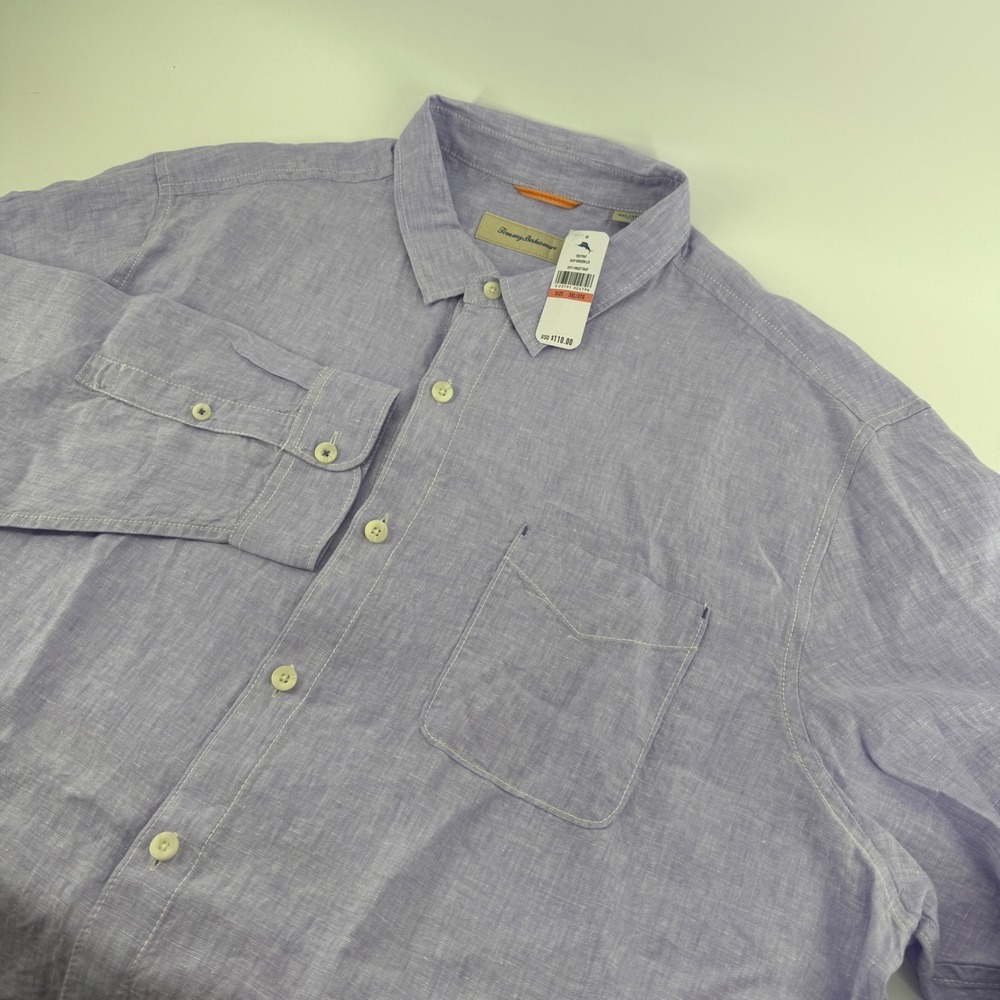 Tommy Bahama Easy Breezer 100% Linen Shirt Mens 3XL Violet Tulip Purple TB317967